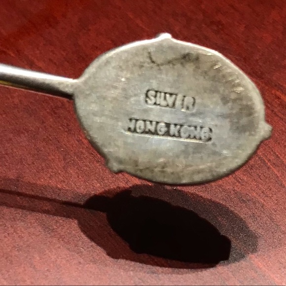 Vintage Sterling Silver Jade Hong Kong Spoon - Picture 4 of 5